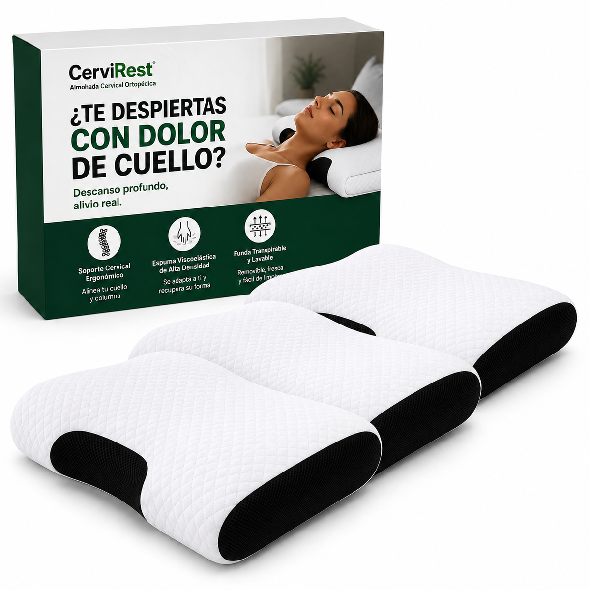 Despierta con un cuello mejor apoyado desde tu primera noche gracias a CerviRest™ y su Tecnología BioAlign™ Memory Support.