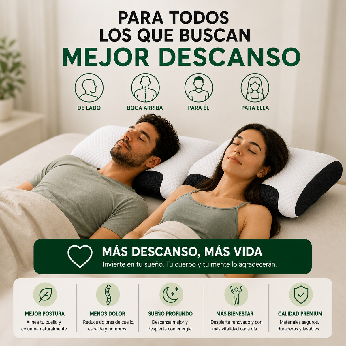 Despierta con un cuello mejor apoyado desde tu primera noche gracias a CerviRest™ y su Tecnología BioAlign™ Memory Support.