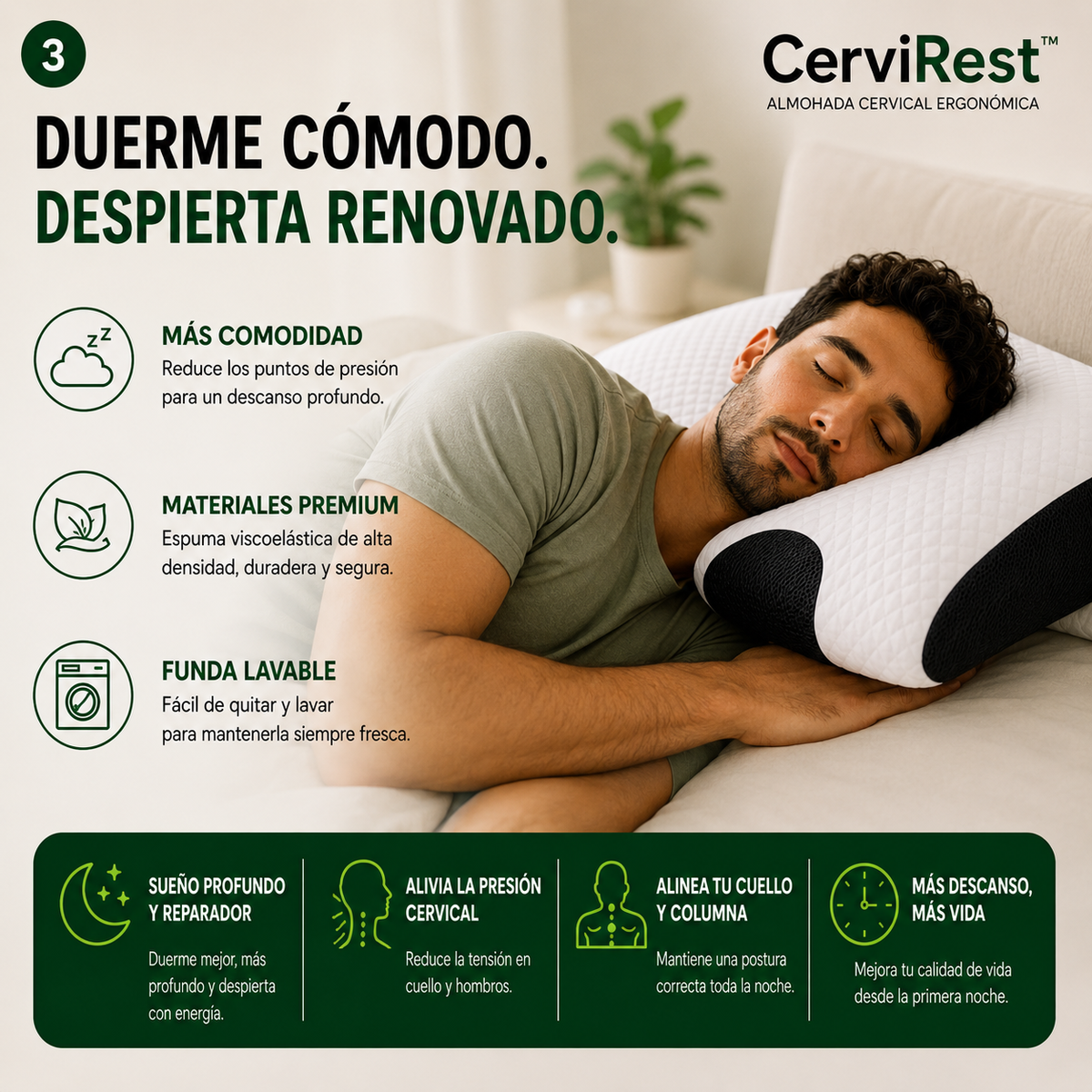 Despierta con un cuello mejor apoyado desde tu primera noche gracias a CerviRest™ y su Tecnología BioAlign™ Memory Support.