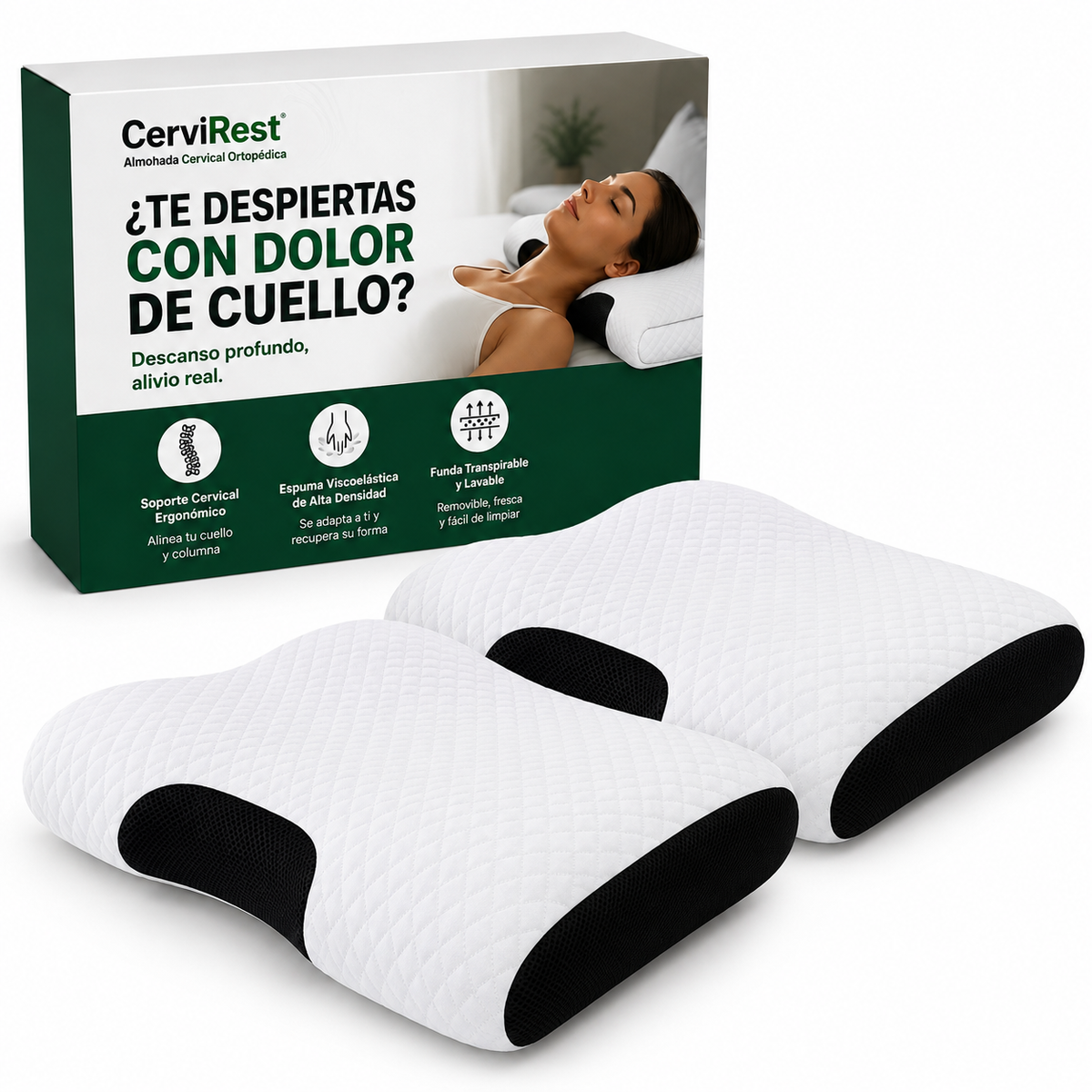 Despierta con un cuello mejor apoyado desde tu primera noche gracias a CerviRest™ y su Tecnología BioAlign™ Memory Support.