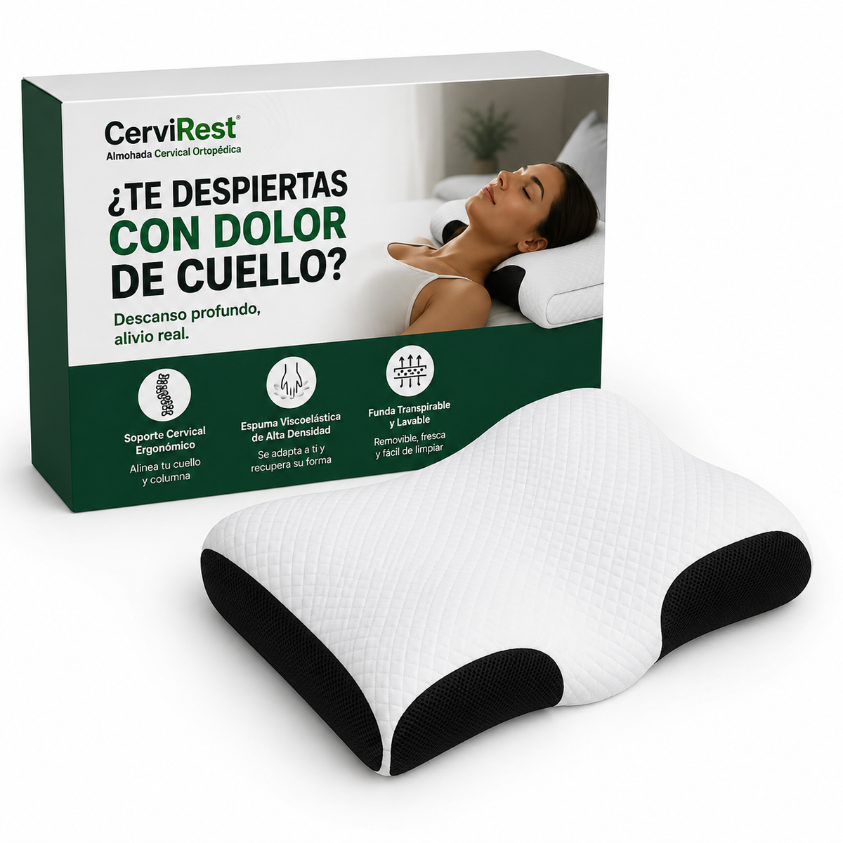 Despierta con un cuello mejor apoyado desde tu primera noche gracias a CerviRest™ y su Tecnología BioAlign™ Memory Support.